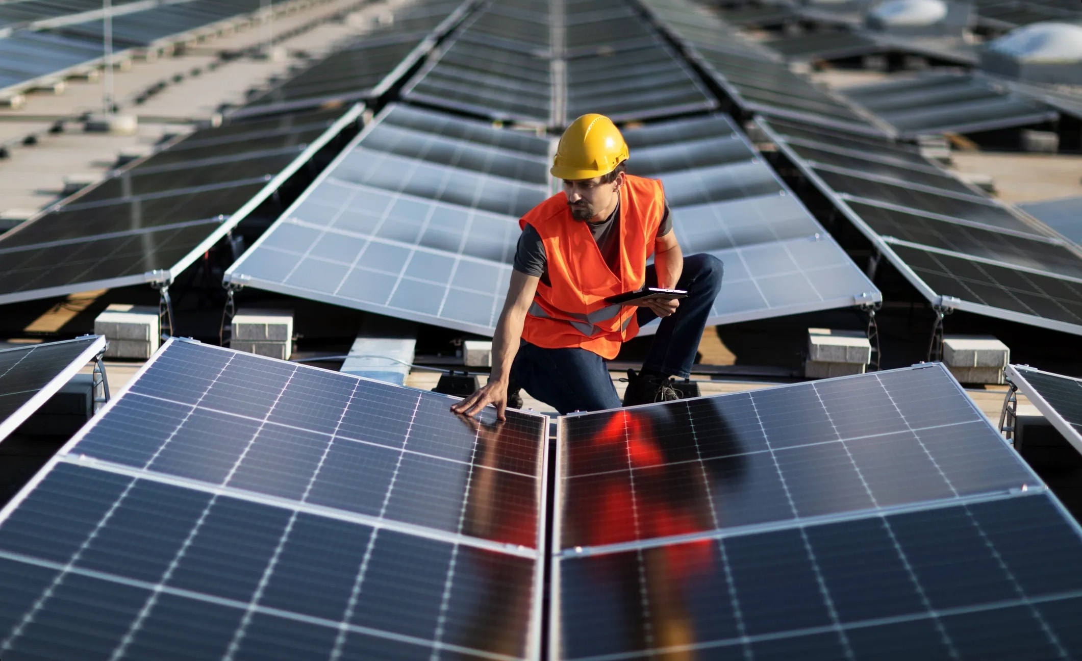 Solar panels on rooftop